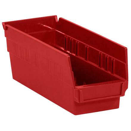 11 <span class='fraction'>5/8</span> x 4 <span class='fraction'>1/8</span> x 4" Red Plastic Shelf Bin Boxes
