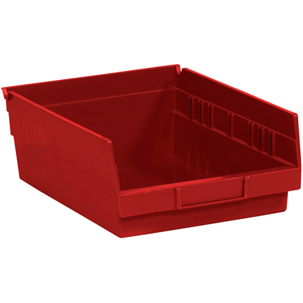 11 <span class='fraction'>5/8</span> x 11 <span class='fraction'>1/8</span> x 4" Red Plastic Shelf Bin Boxes