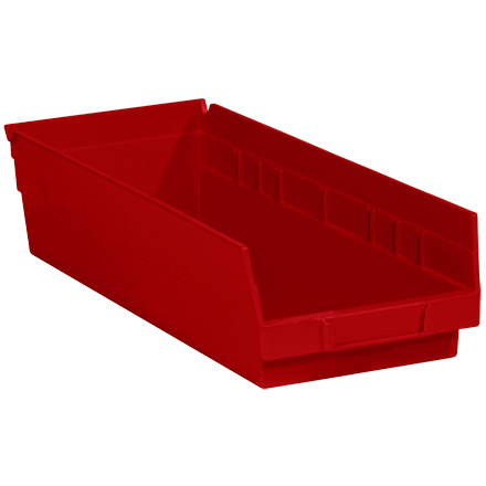 17 <span class='fraction'>7/8</span> x 6 <span class='fraction'>5/8</span> x 4" Red Plastic Shelf Bin Boxes