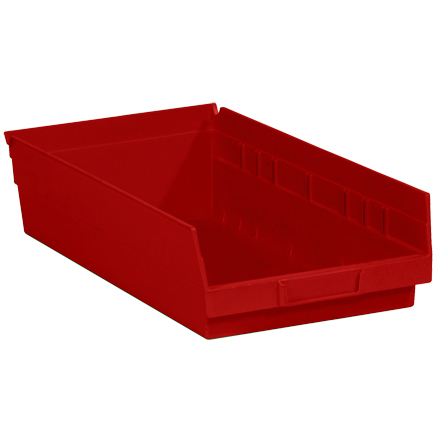 17 <span class='fraction'>7/8</span> x 11 <span class='fraction'>1/8</span> x 4" Red Plastic Shelf Bin Boxes