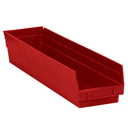 23 <span class='fraction'>5/8</span> x 4 <span class='fraction'>1/8</span> x 4" Red Plastic Shelf Bin Boxes