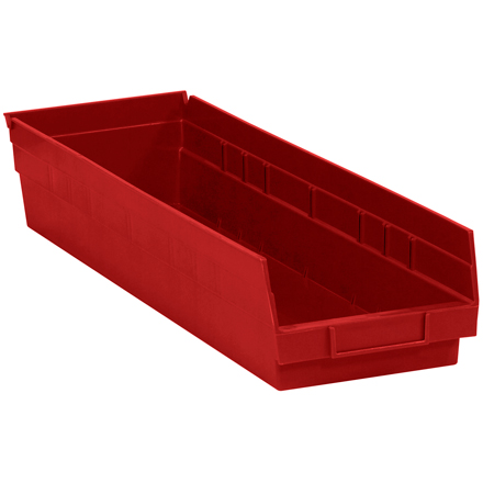 23 <span class='fraction'>5/8</span> x 6 <span class='fraction'>5/8</span> x 4" Red Plastic Shelf Bin Boxes
