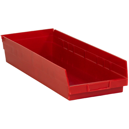 23 <span class='fraction'>5/8</span> x 8 <span class='fraction'>3/8</span> 4" Red Plastic Shelf Bin Boxes