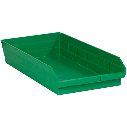 23 <span class='fraction'>5/8</span> x 11 <span class='fraction'>1/8</span> x 4" Green Plastic Shelf Bin Boxes