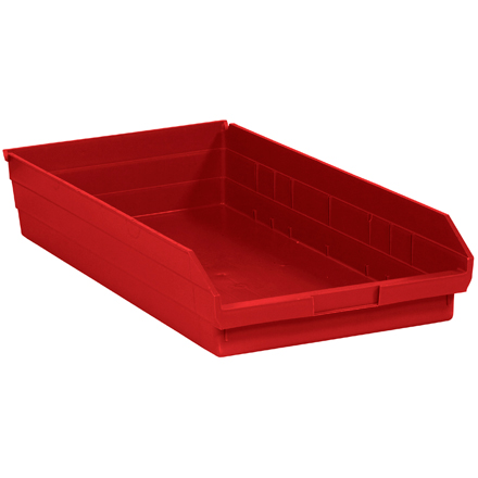23 <span class='fraction'>5/8</span> x 11 <span class='fraction'>1/8</span> x 4" Red Plastic Shelf Bin Boxes