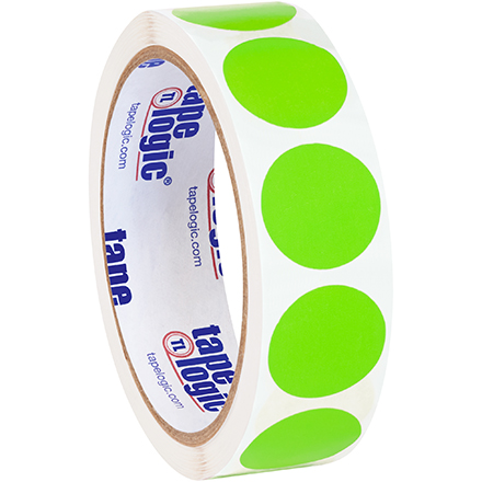 1" Circles - Fluorescent Green Removable Labels