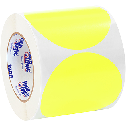 4" Fluorescent Yellow Inventory Circle Labels