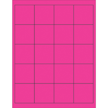2 x 2" Fluorescent Pink Rectangle Laser Labels