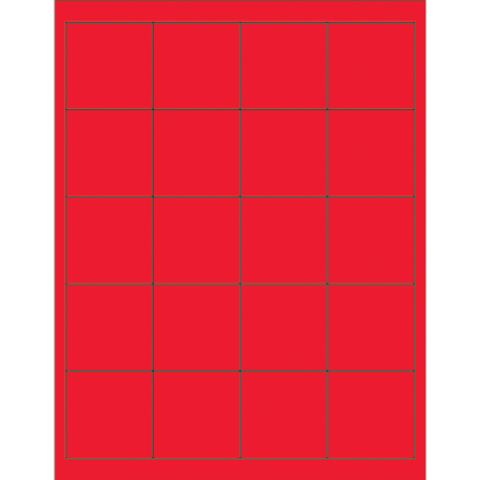 2 x 2"Fluorescent  Red Rectangle Laser Labels