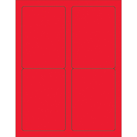 3 <span class='fraction'>1/2</span> x 5" Fluorescent Red Rectangle Laser Labels