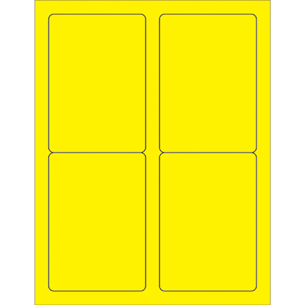 3 <span class='fraction'>1/2</span> x 5" Fluorescent Yellow Rectangle Laser Labels
