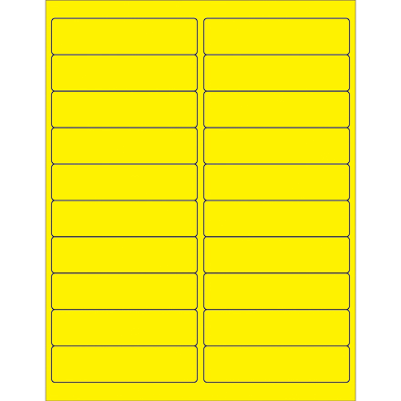 4 x 1" Fluorescent Yellow Rectangle Laser Labels
