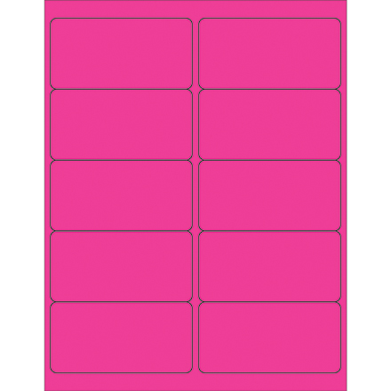 4 x 2" Fluorescent Pink Rectangle Laser Labels