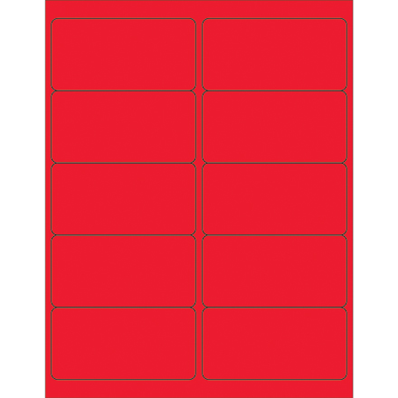 4 x 2" Fluorescent Red Rectangle Laser Labels