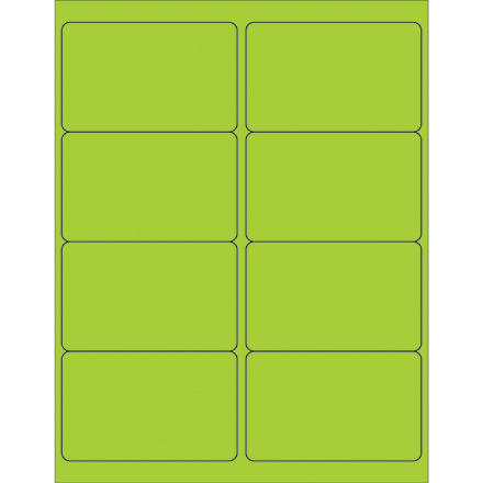 4 x 2 <span class='fraction'>1/2</span>" Fluorescent Green Rectangle Laser Labels