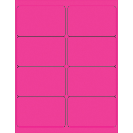 4 x 2 <span class='fraction'>1/2</span>" Fluorescent Pink Rectangle Laser Labels