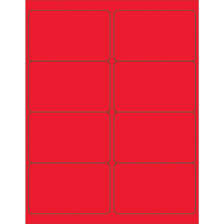 4 x 2 <span class='fraction'>1/2</span>" Fluorescent Red Rectangle Laser Labels