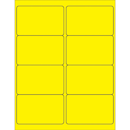 4 x 2 <span class='fraction'>1/2</span>" Fluorescent Yellow Rectangle Laser Labels