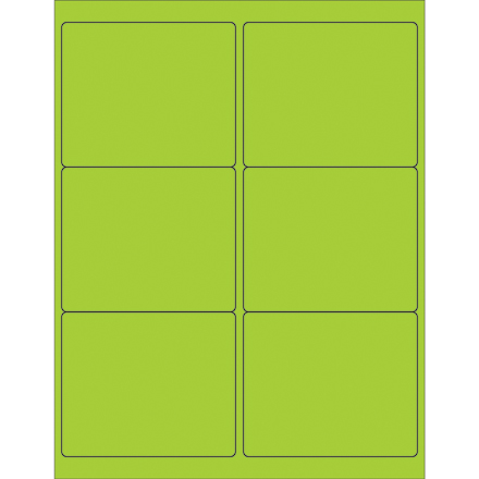 4 x 3 <span class='fraction'>1/3</span>" Fluorescent Green Rectangle Laser Labels