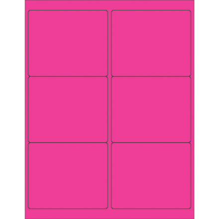 4 x 3 <span class='fraction'>1/3</span>" Fluorescent Pink Rectangle Laser Labels