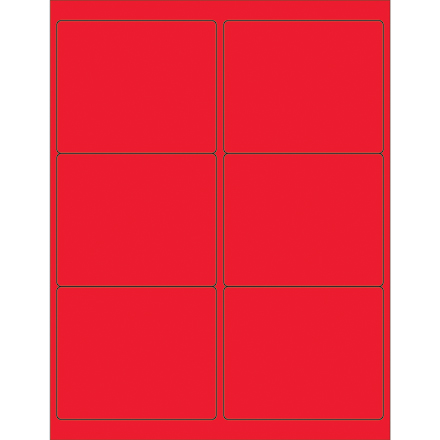4 x 3 <span class='fraction'>1/3</span>" Fluorescent Red Rectangle Laser Labels
