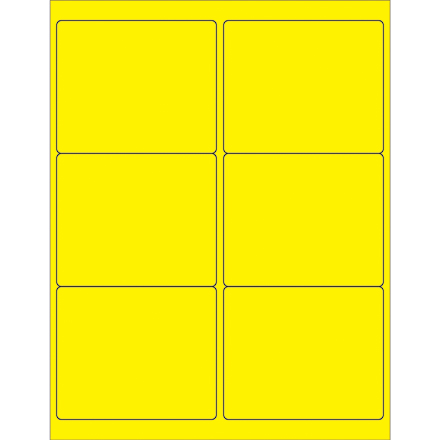 4 x 3 <span class='fraction'>1/3</span>" Fluorescent Yellow Rectangle Laser Labels