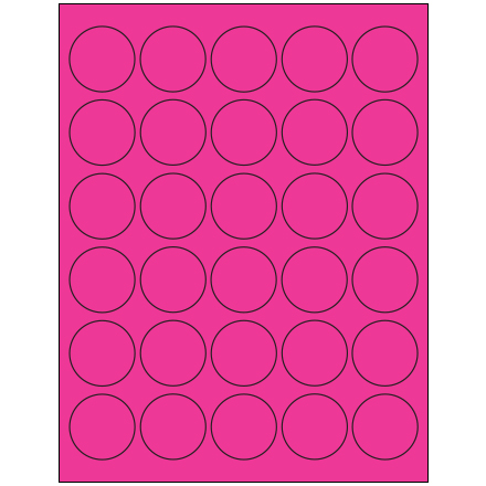 1 <span class='fraction'>1/2</span>" Fluorescent Pink Circle Laser Labels