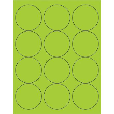 2 <span class='fraction'>1/2</span>" Fluorescent Green Circle Laser Labels