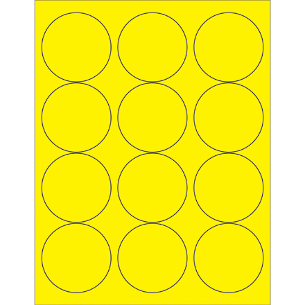 2 <span class='fraction'>1/2</span>" Fluorescent Yellow Circle Laser Labels