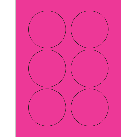 3" Fluorescent Pink Circle Laser Labels
