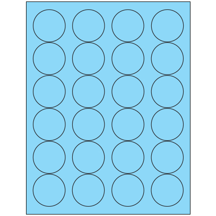 1 <span class='fraction'>2/3</span>" Fluorescent Pastel Blue Circle Laser Labels