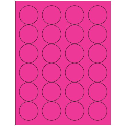 1 <span class='fraction'>2/3</span>" Fluorescent Pink Circle Laser Labels