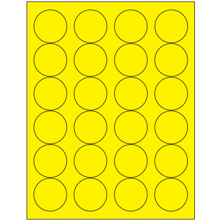 1 <span class='fraction'>2/3</span>" Fluorescent Yellow Circle Laser Labels