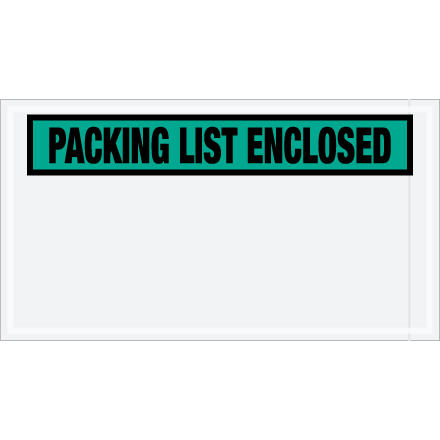 5 <span class='fraction'>1/2</span> x 10" Green "Packing List Enclosed" Envelopes