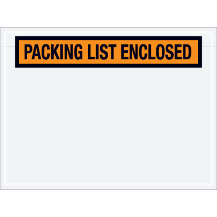 4 <span class='fraction'>1/2</span> x 6" Orange "Packing List Enclosed" Envelopes