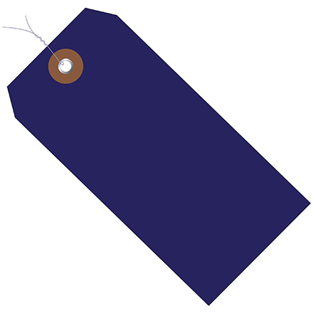 6 <span class='fraction'>1/4</span> x 3 <span class='fraction'>1/8</span>" Blue Plastic Shipping Tags - Pre-Wired