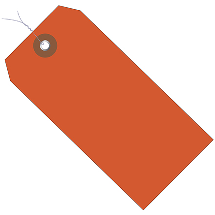 6 <span class='fraction'>1/4</span> x 3 <span class='fraction'>1/8</span>" Orange Plastic Shipping Tags - Pre-Wired