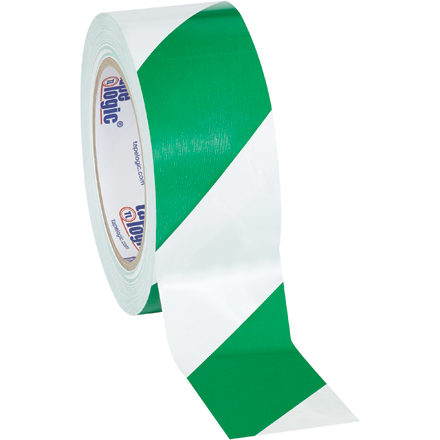 2" x 36 yds. Green/White (3 Pack) Tape Logic<span class='rtm'>®</span> Striped Vinyl Safety Tape