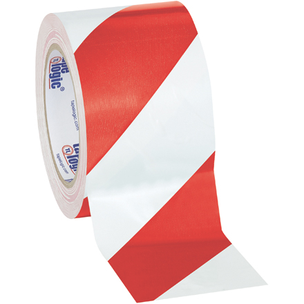 3" x 36 yds. Red/White Tape Logic<span class='rtm'>®</span> Striped Vinyl Safety Tape