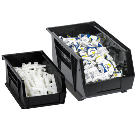 16 x 11 x 8" Black Plastic Stack & Hang Bin Boxes