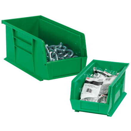 16 x 11 x 8" Green Plastic Stack & Hang Bin Boxes