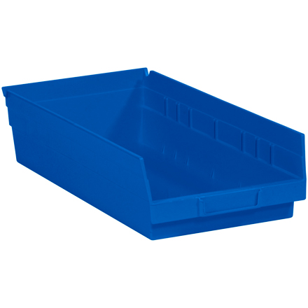 17 <span class='fraction'>7/8</span> x 8 <span class='fraction'>3/8</span> x 4" Blue Plastic Shelf Bin Boxes