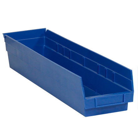 23 <span class='fraction'>5/8</span> x 4 <span class='fraction'>1/8</span> x 4" Blue Plastic Shelf Bin Boxes