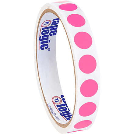 1/2" Fluorescent Pink Inventory Circle Labels