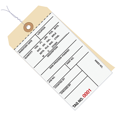 6 <span class='fraction'>1/4</span> x 3 <span class='fraction'>1/8</span>" - (2000-2499) Inventory Tags 2 Part Carbonless # 8 - Pre-Wired