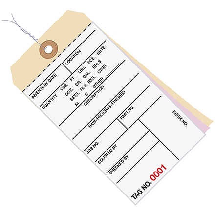 6 <span class='fraction'>1/4</span> x 3 <span class='fraction'>1/8</span>" - (1500-1999) Inventory Tags 3 Part Carbonless #8 - Pre-Wired