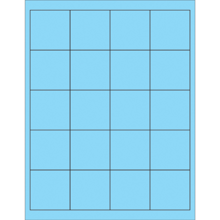2" x 2" Fluorescent Pastel Blue Rectangle Laser Labels