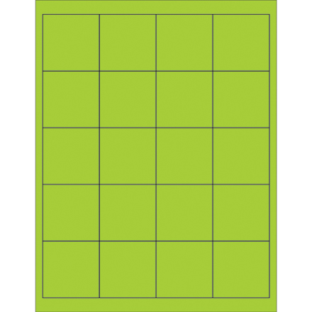 2 x 2" Fluorescent Green Rectangle Laser Labels