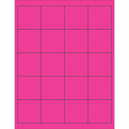 2 x 2" Fluorescent Pink Rectangle Laser Labels