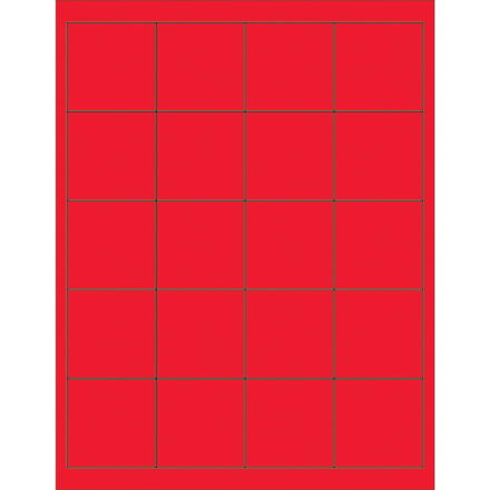 2 x 2"Fluorescent  Red Rectangle Laser Labels